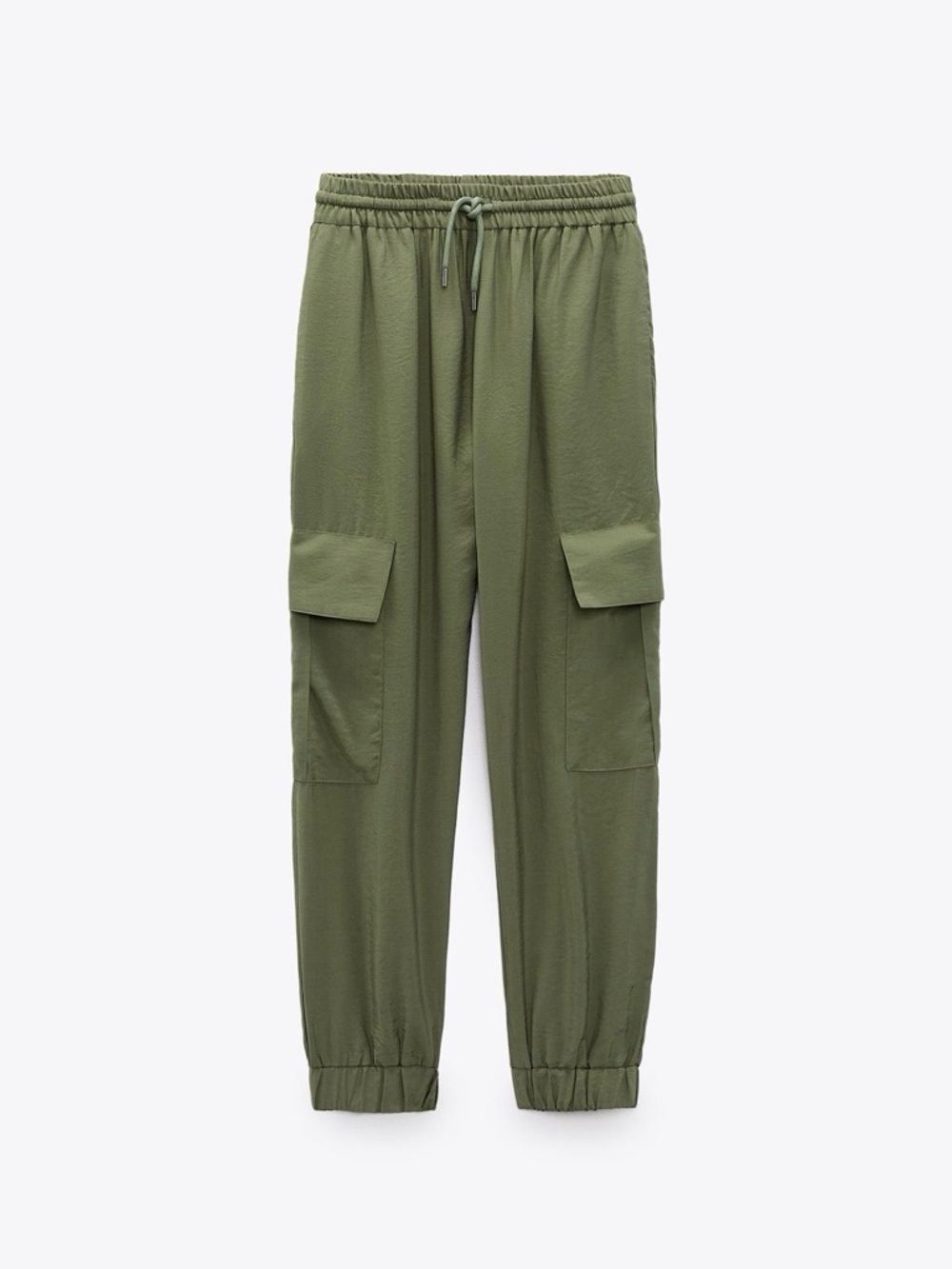 Zara Olive Green Cargo Jogger Trousers